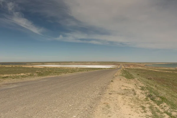 El camino a través de las estepas hacia el mar de Aral.Kazajstán, 2019 — Foto de Stock