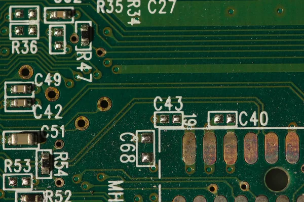 Close-up van een chip in een geïntegreerde schakeling — Stockfoto
