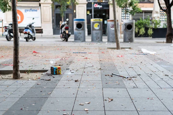 Sabadell España 2020 Suelo Plaza Del Ángel Cubierto Basura Petardos — Foto de Stock