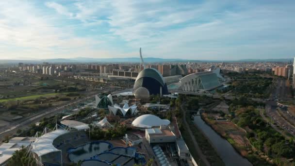Valencia Spain. Aerial view. City of arts and sciences. — Stock Video