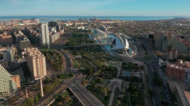 Valencia İspanya. Hava görüntüsü. Sanat ve Bilim Şehri