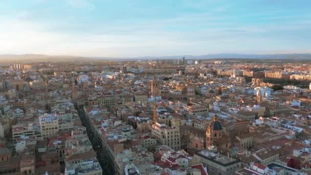 Luchtfoto 's. Valencia stad. Panorama. — Stockvideo