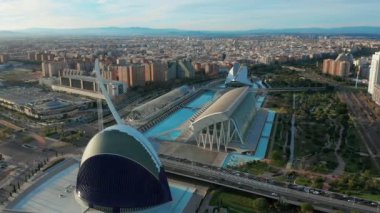 Valencia İspanya. Hava görüntüsü. Sanat ve Bilim Şehri.