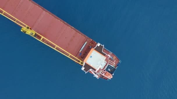 Aerial view. Cargo ship at sea. — Stock Video