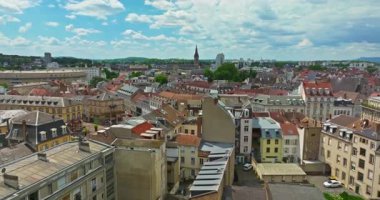 Güzel Fransız şehri Mulhouse 'un hava manzarası.