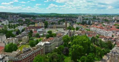 Güzel Fransız şehri Mulhouse 'un hava manzarası.