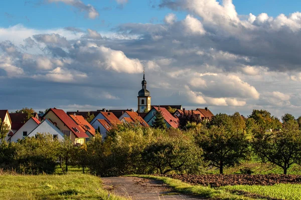 Kerk Van Garstadt Franconia Bavaria Duitsland Avondzon — Stockfoto