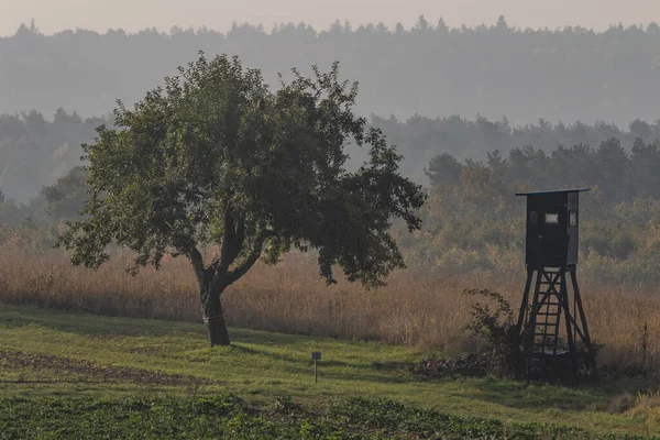 Sonbaharda Bir Avcının Ahşap Standı — Stok fotoğraf