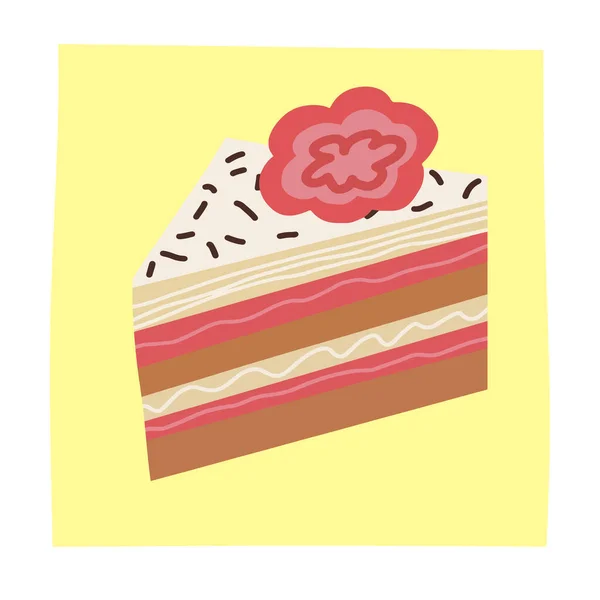 Illustrazione Luminosa Colorata Una Torta Del Fumetto Con Crema Cioccolato — Vettoriale Stock