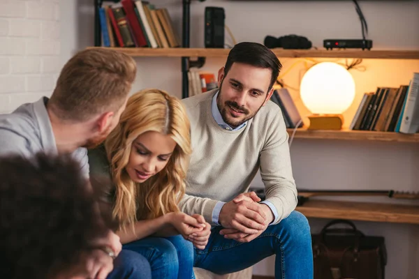 Friends Talking Home Stock Image