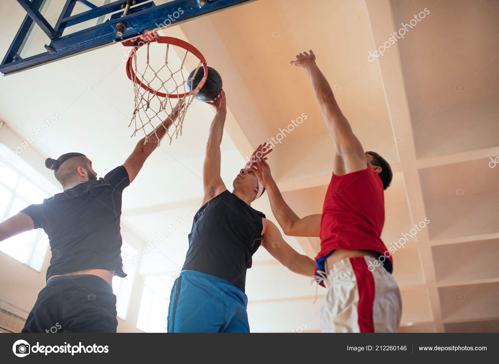 Basketball Players Slam Dunking — Stock Photo © bernardbodo 212260146