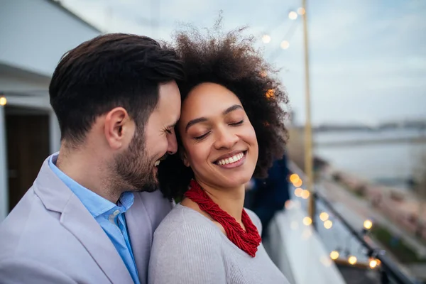 Close Portrait Young Couple Embracing — Stock Photo, Image