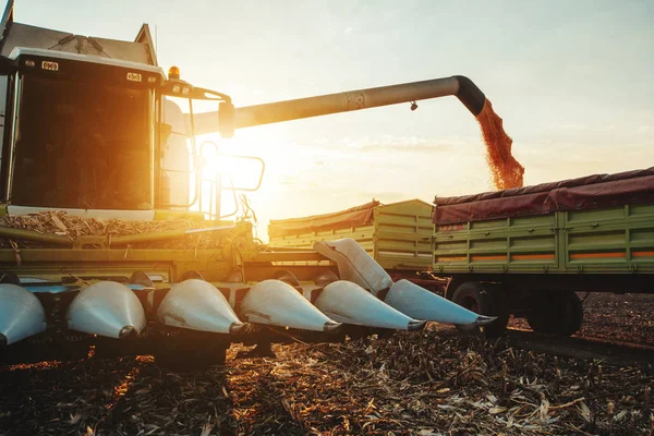 Aufnahme Eines Mähdreschers Bei Der Arbeit Auf Einem Feld — Stockfoto