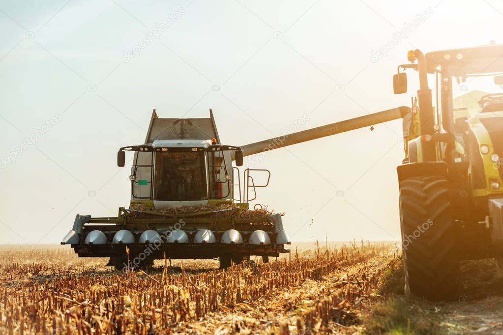Shot of a harvester at the field