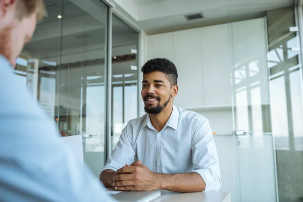 Cropped Shot Young Businessman Sitting Job Interview — Stock Photo, Image