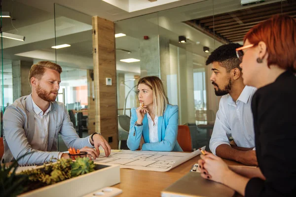 Shot Businesspeople Talking Meeting Office — Stock Photo, Image