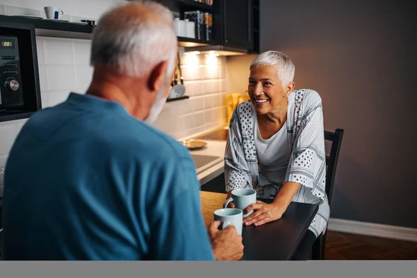 Elderly Couple Having Breakfast Morning — Stock Photo, Image