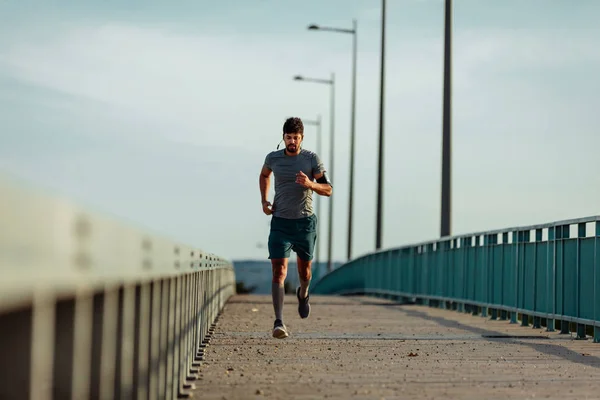 Retrato Completo Atleta Corriendo Aire Libre —  Fotos de Stock