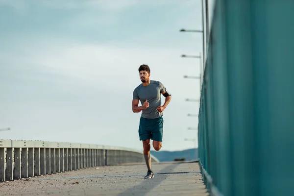 Guapo Afroamericano Hombre Corriendo Aire Libre —  Fotos de Stock