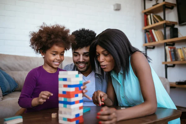 African American Family Playing Games Home — Stock Photo, Image