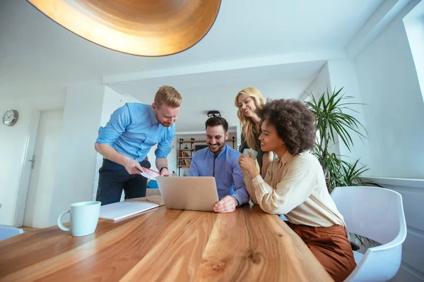 Portrait Four People Working New Project Together Home — Stock Photo, Image