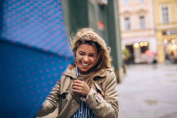 Beautiful Woman Umbrella Rainy Day — Stock Photo, Image