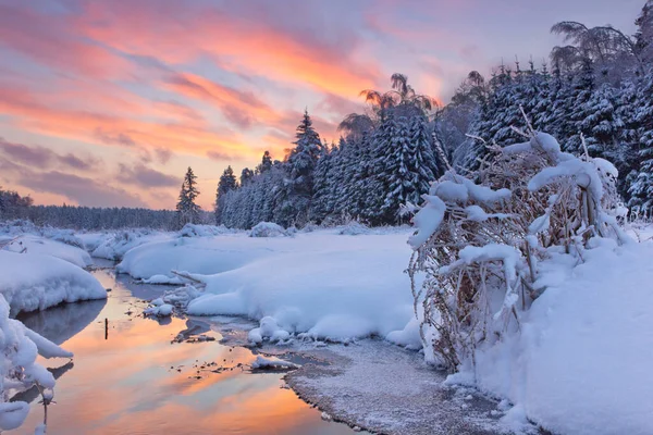 Dramatic Sunset Winter Landscape — Stock Photo, Image