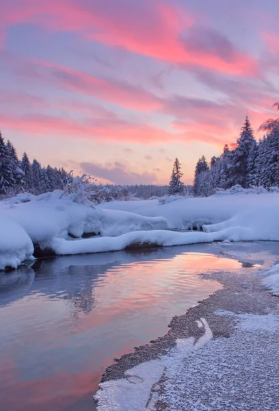 Dramatic Sunset Winter Landscape — Stock Photo, Image