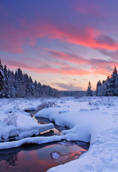 Dramatic Sunset Winter Landscape — Stock Photo, Image