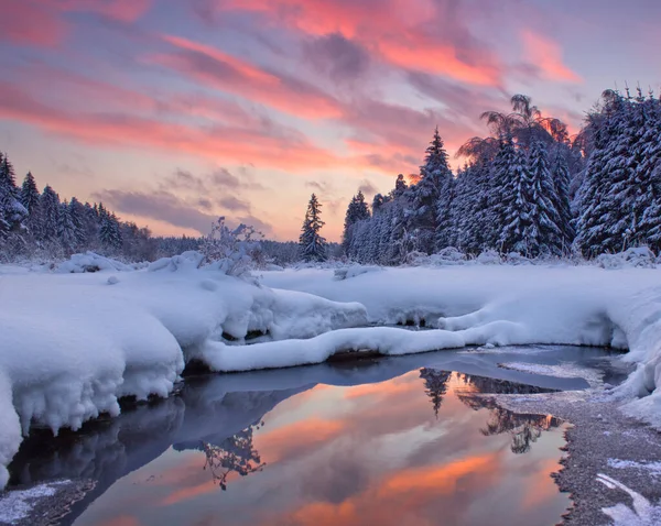 Dramatic Sunset Winter Landscape — Stock Photo, Image