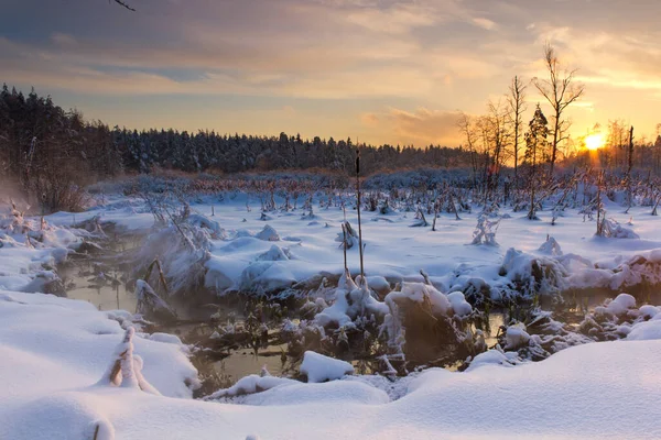 Dramatic Sunset Winter Landscape — Stock Photo, Image