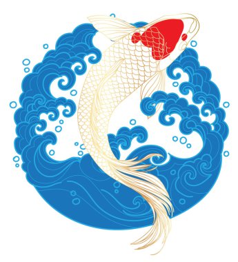 Mavi sudaki koi balığının resmi.