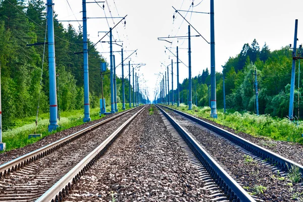 Järnväg Som Går Långt Fram — Stockfoto