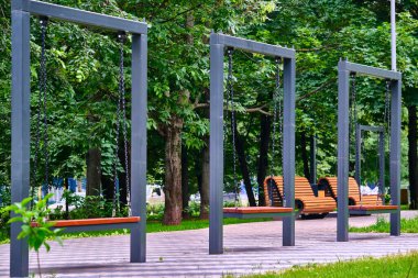 Şehir parkında sallanmak. genel plan