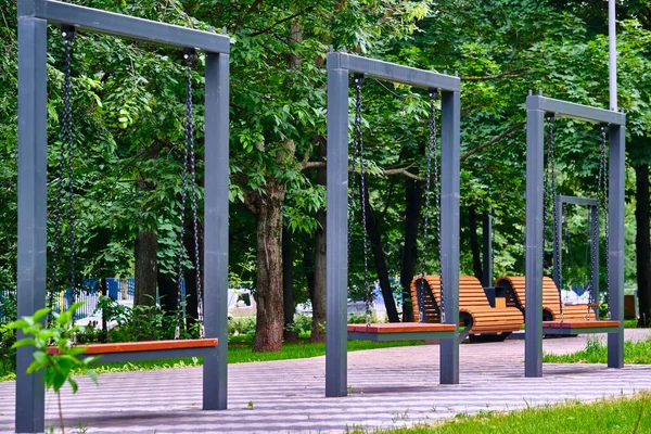 Şehir parkında sallanmak. genel plan