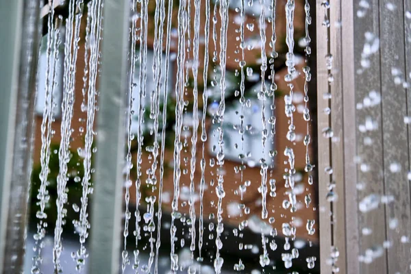 Frozen Water Droplets Fountain Color Soft Focus — Stock Photo, Image