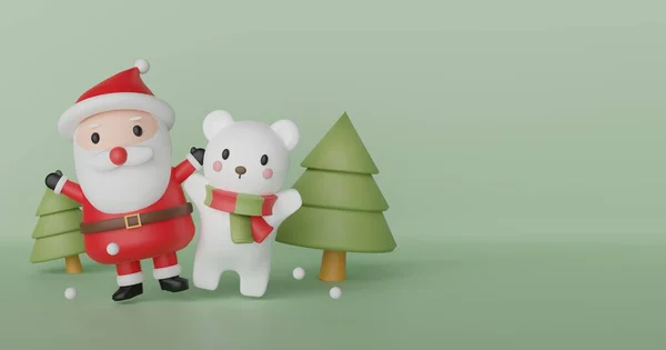 Frohe Weihnachten Weihnachtsfeier Mit Weihnachtsmann Und Eisbär Mit Platz Für — Stockfoto