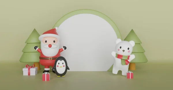 Frohe Weihnachten Weihnachtsfeier Mit Weihnachtsmann Und Eisbär Mit Platz Für — Stockfoto