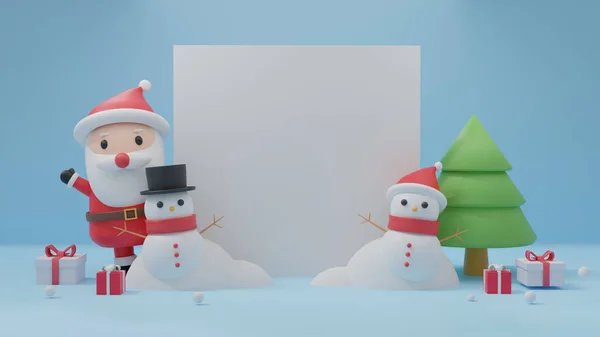 Frohe Weihnachten Weihnachtsfeier Mit Weihnachtsmann Und Schneemann Mit Platz Für — Stockfoto