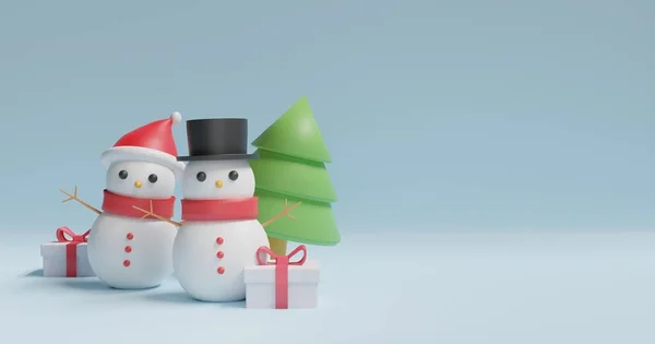 Frohe Weihnachten Und Ein Gutes Neues Jahr Weihnachtsbanner Netten Schneemann — Stockfoto
