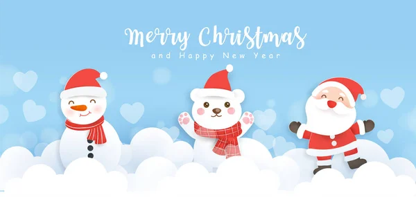 Веселого Різдва Щасливого Новорічного Знамена Милим Санто Пункт Друзі — стоковий вектор