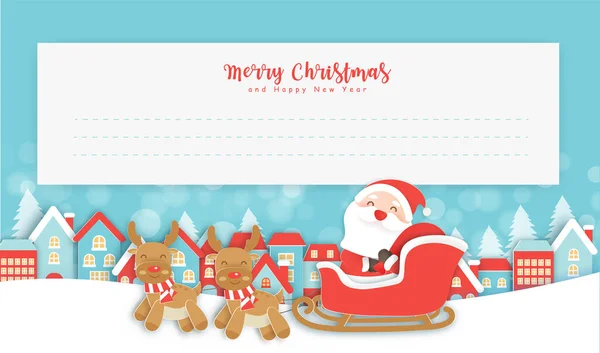Natal Feliz Ano Novo Cartão Postal Com Bonito Papai Noel —  Vetores de Stock