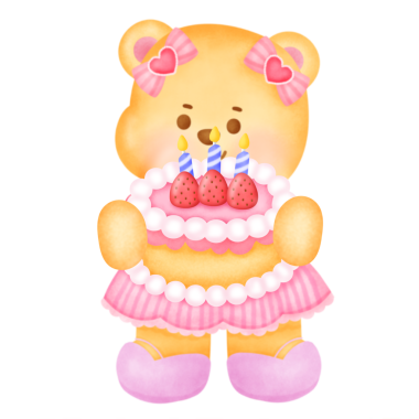 Cute Bear Holding a Strawberry Cake