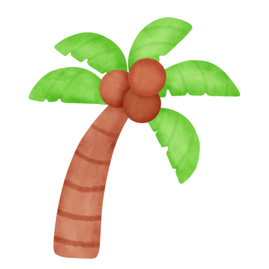 A palm tree with a bunch of coconuts on it. The coconuts are green and brown