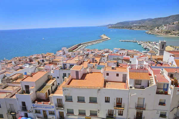 Peniscola Valencia Juni 2019 Stadtblick Altstadt Papa Luna Burg Leuchtturm — Stockfoto