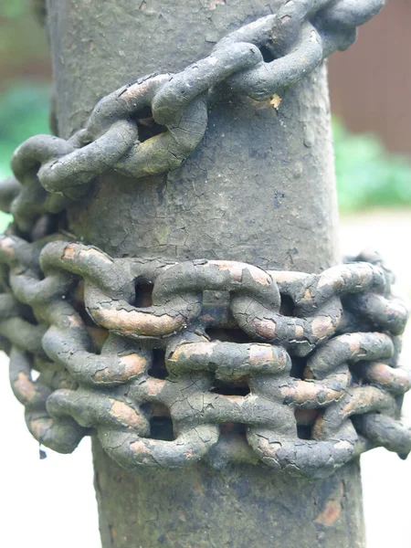 Iron Pole Old Metal Chain — Stock Photo, Image