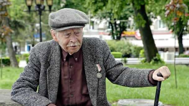 Starszy człowiek w parku — Wideo stockowe