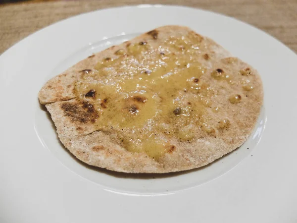 Hintli Yapımı Yahni Chapati Sadece Buğday Unu Tuzdan Yapılmış Hindistan — Stok fotoğraf