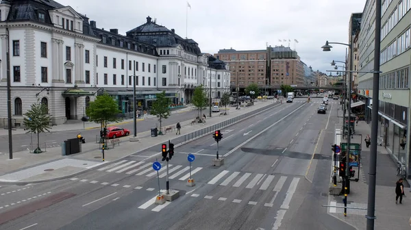 斯德哥尔摩市中心及其道路 — 图库照片