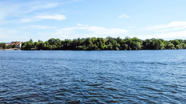 Magnifica Vista Sul Lago Malren Con Suoi Alberi Barche Stoccolma — Foto Stock